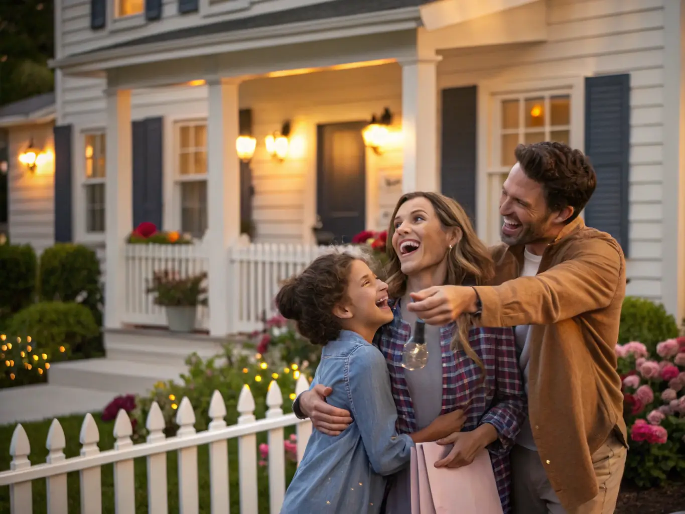 An image of a happy family receiving keys to their new home in Laguna Beach, symbolizing the joy of homeownership achieved through an FHA loan.